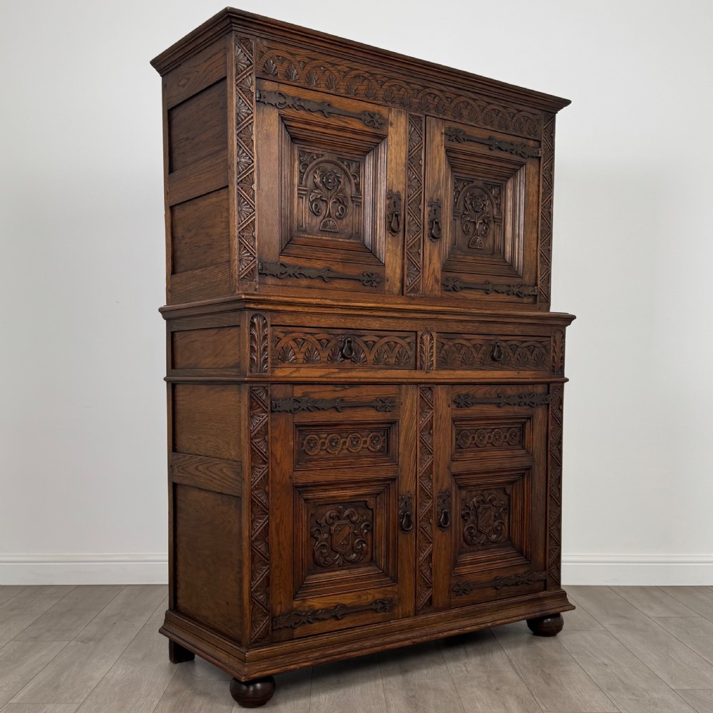 Antique 19th Century Good Quality Carved Oak Cupboard View IX