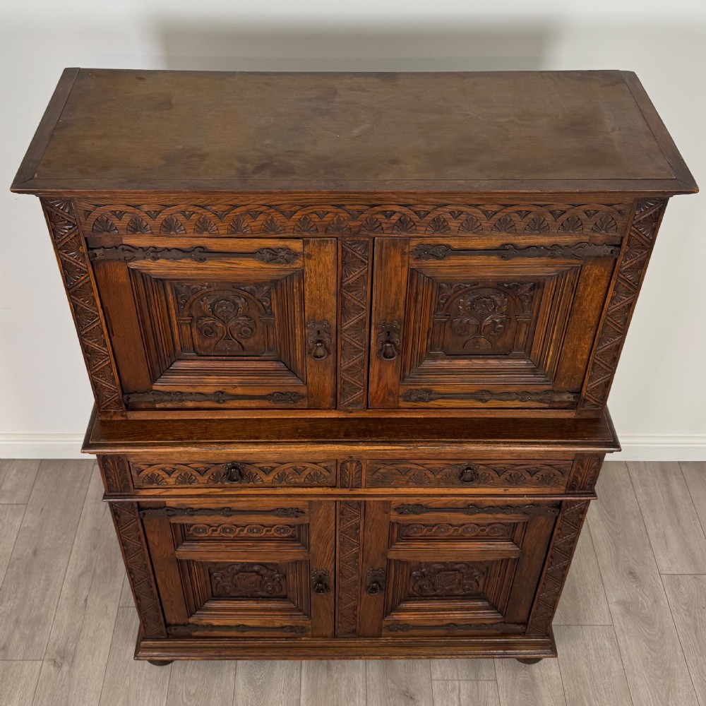 Antique 19th Century Good Quality Carved Oak Cupboard View X