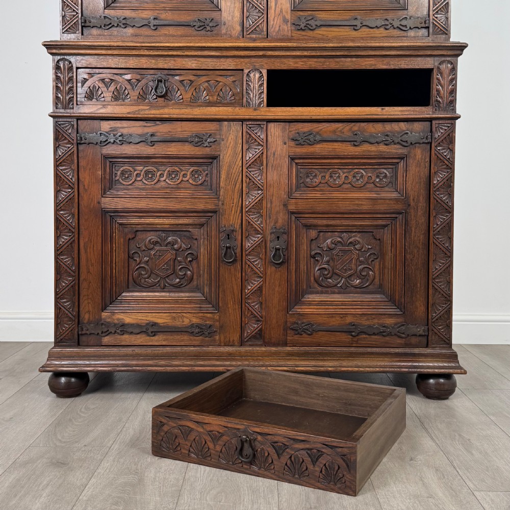 Antique 19th Century Good Quality Carved Oak Cupboard View XI