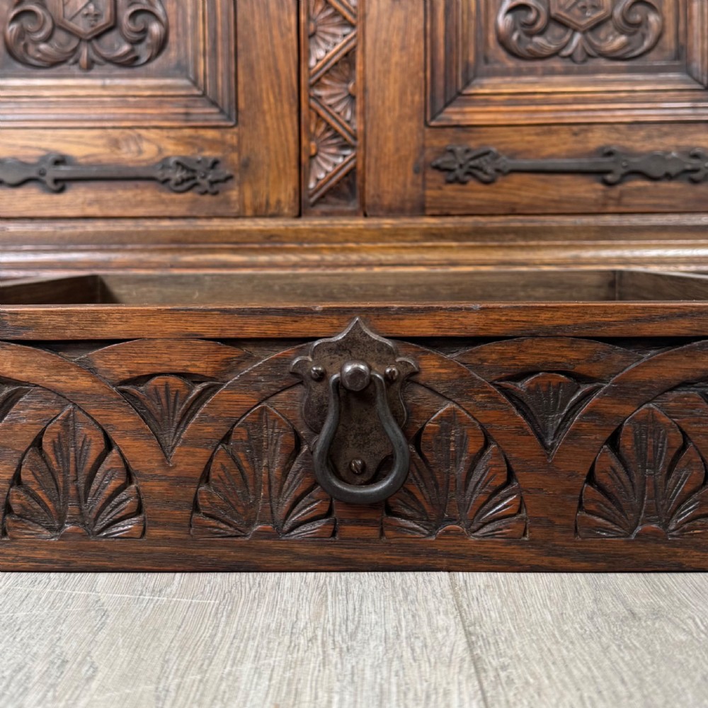 Antique 19th Century Good Quality Carved Oak Cupboard View XII