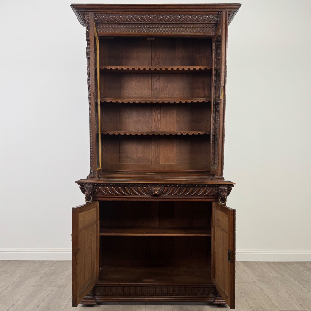 Antique 19th Century Renaissance Revival Bookcase In Oak  View III