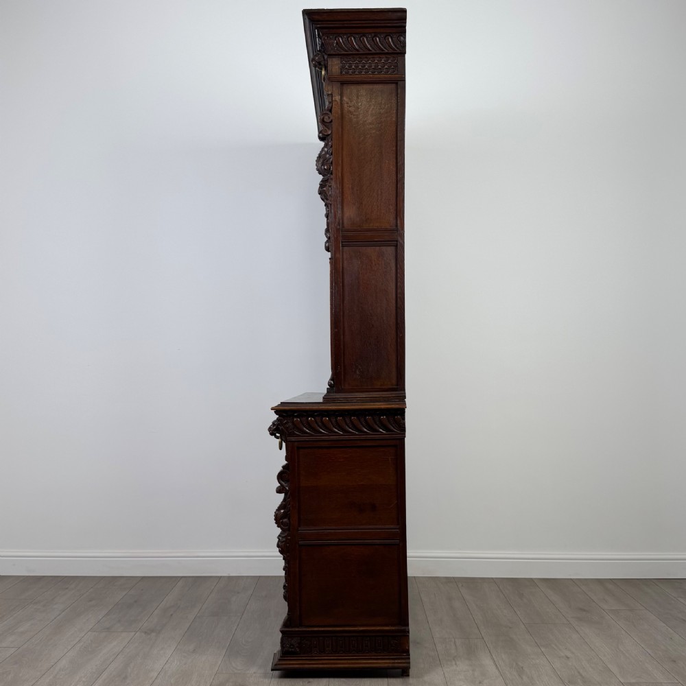 Antique 19th Century Renaissance Revival Bookcase In Oak  View V