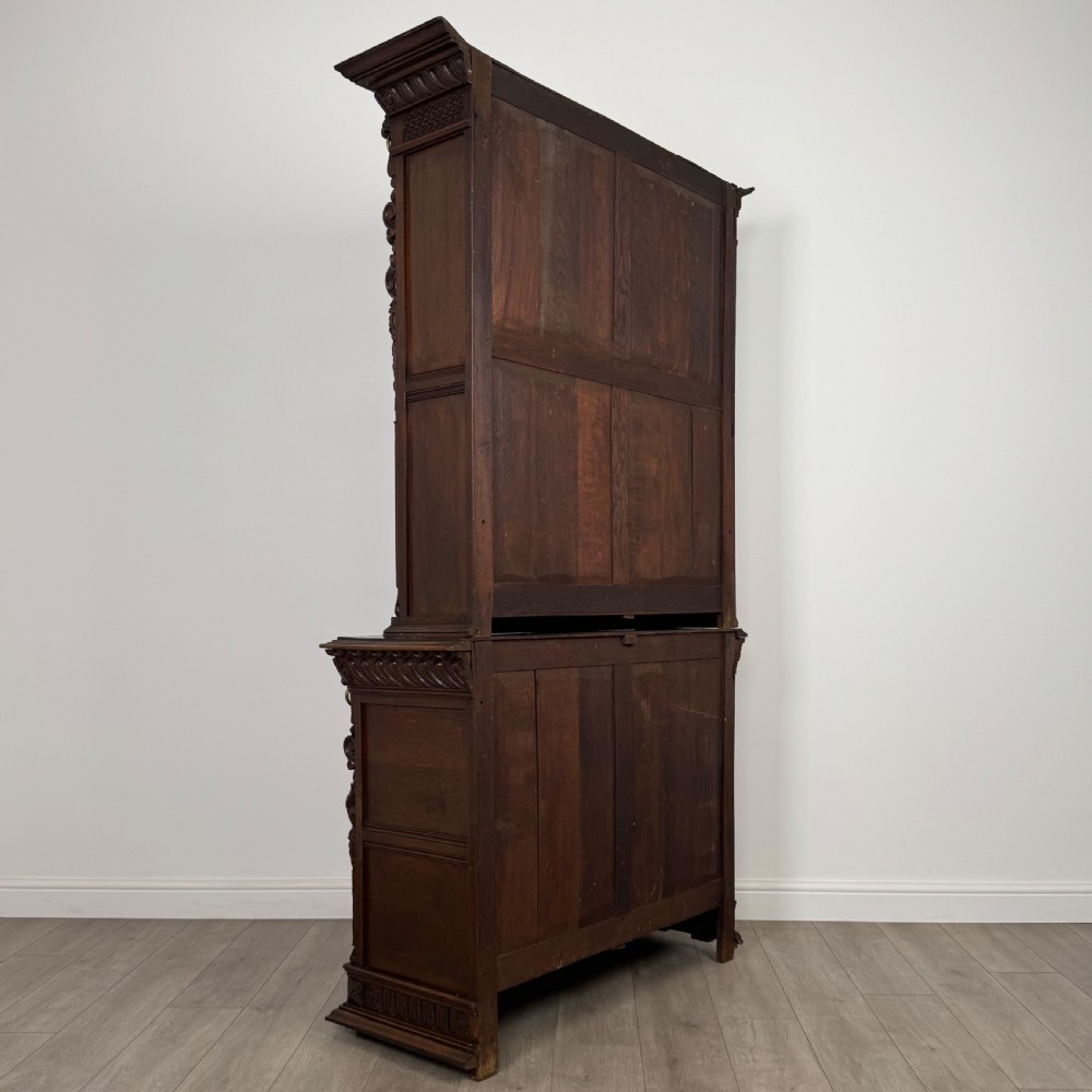 Antique 19th Century Renaissance Revival Bookcase In Oak  View VI
