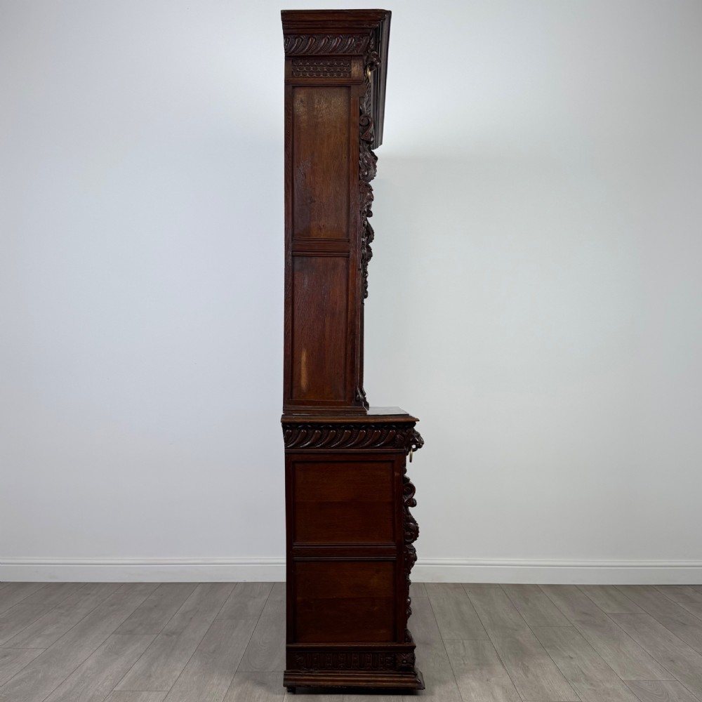 Antique 19th Century Renaissance Revival Bookcase In Oak  View IX