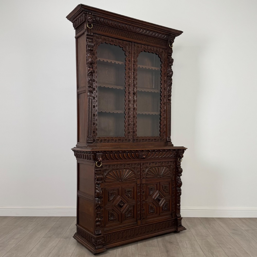Antique 19th Century Renaissance Revival Bookcase In Oak  View X