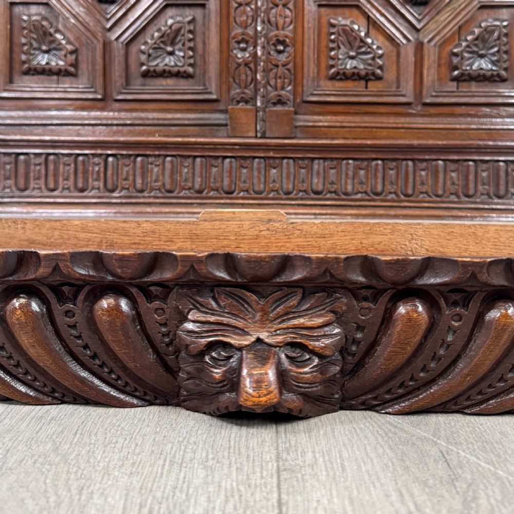 Antique 19th Century Renaissance Revival Bookcase In Oak  View XIII