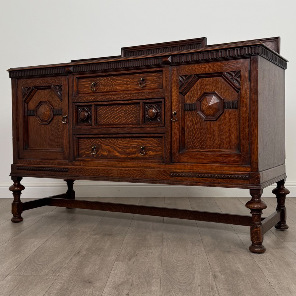 Antique 19th Century Jacobean Style Sideboard In Oak  View III