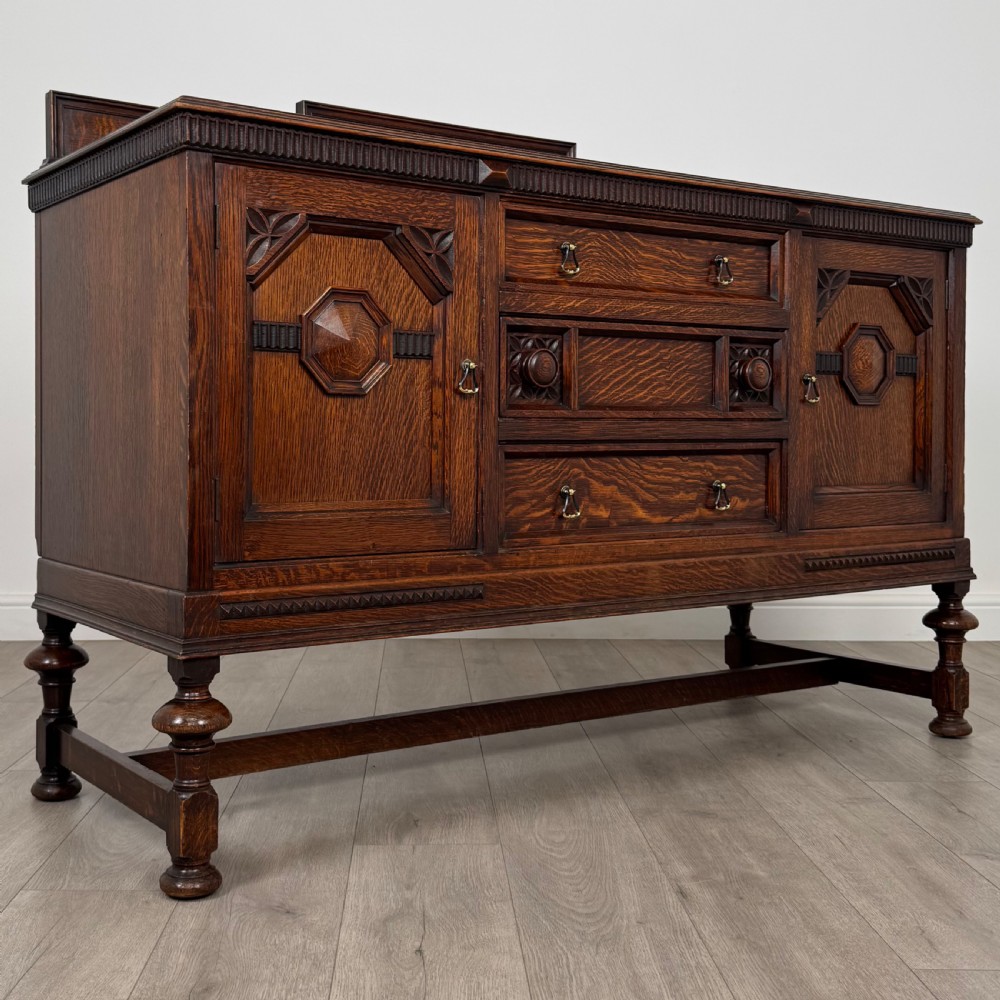 Antique 19th Century Jacobean Style Sideboard In Oak  View IX