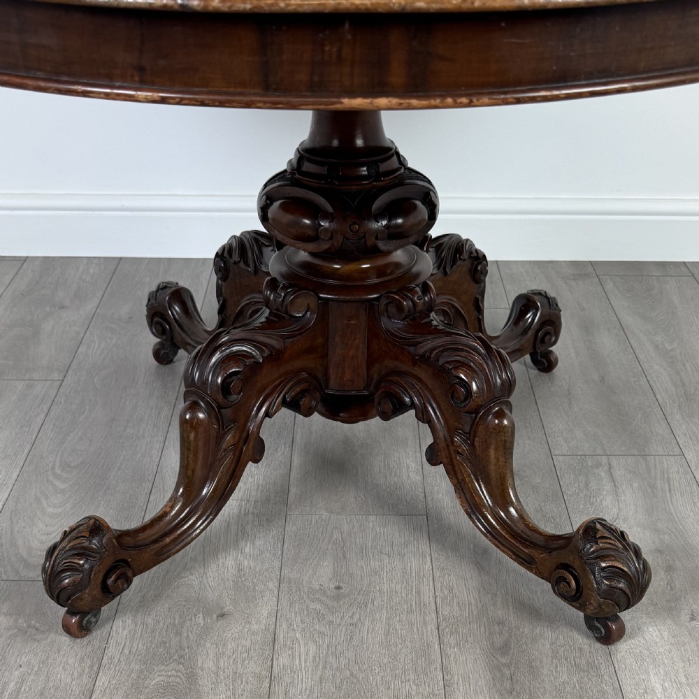 Antique 19th Century Fine Quality Loo Table In Burr Walnut  View V