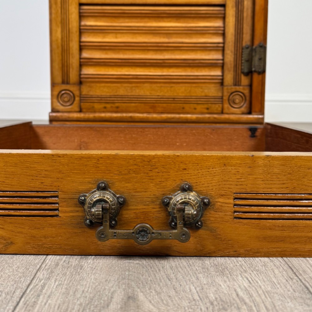  Antique 19th Century Unusual Cabinet In Oak  View XII