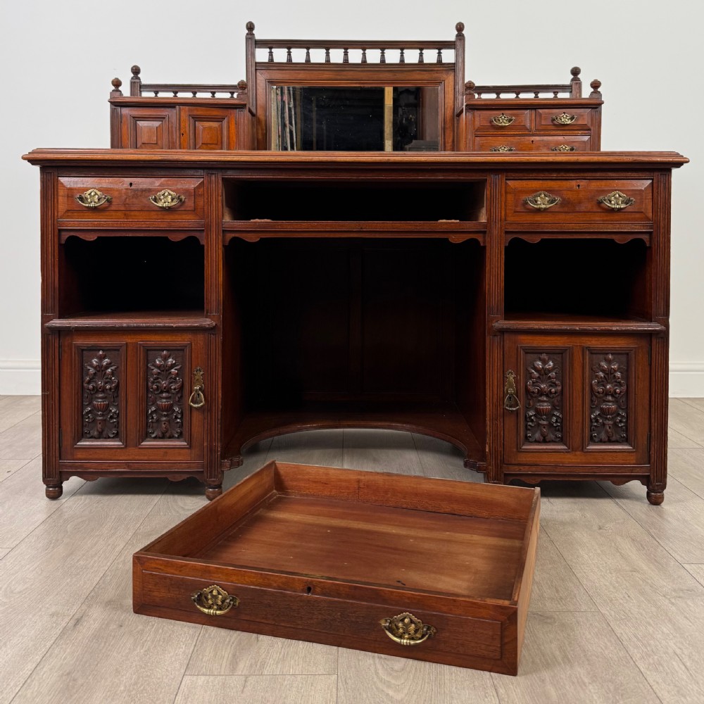 Antique 19th Century Fine Quality Dickens Desk In Walnut  View XI