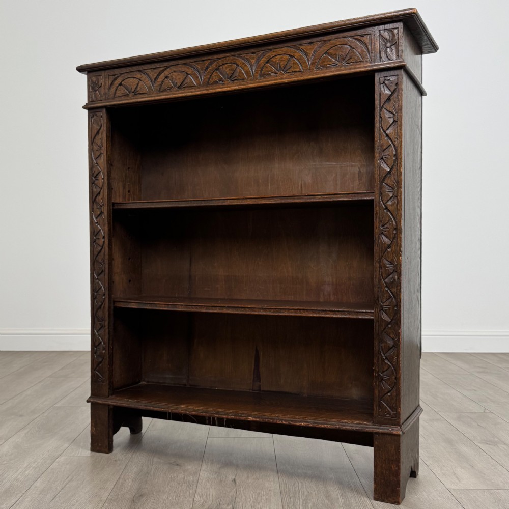 Antique 19th Century Small Carved Oak Bookcase  View III