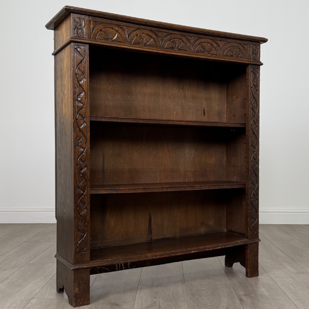 Antique 19th Century Small Carved Oak Bookcase  View IX