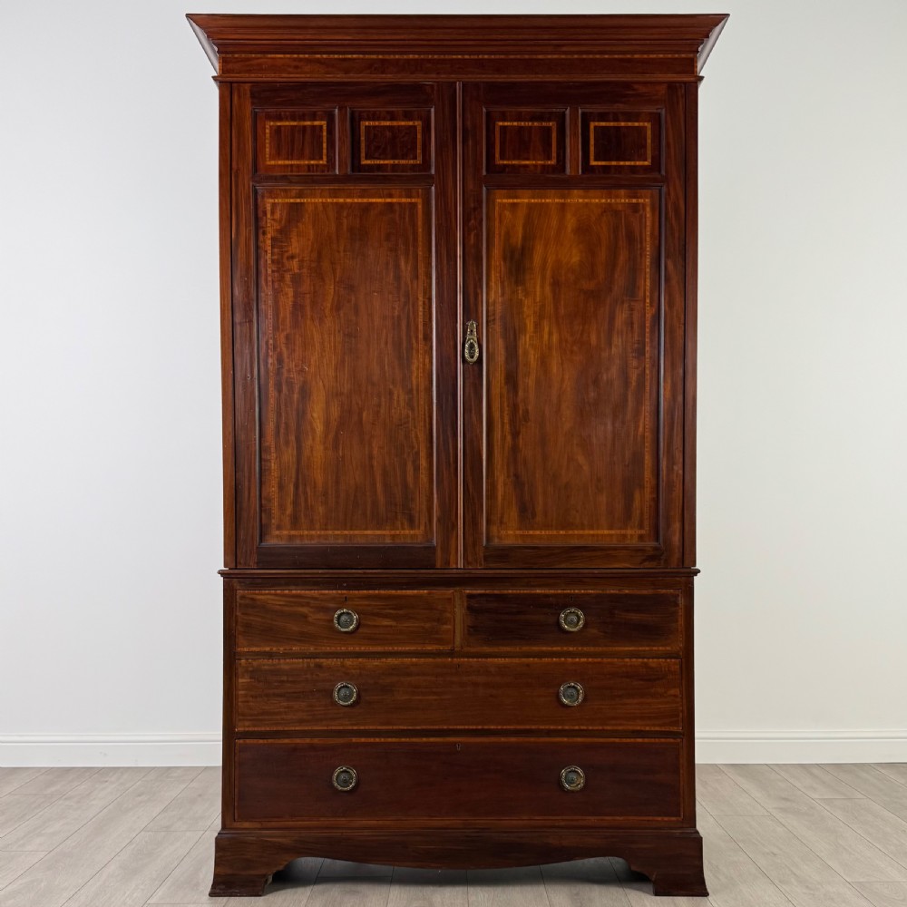 Antique 19th Century Fine Quality Linen Press Cupboard 