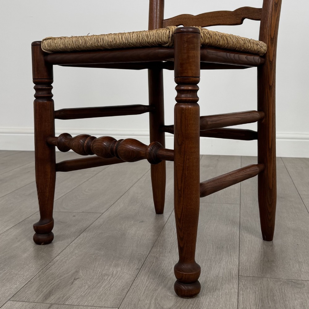 Antique 20th Century Set Of 6 Oak Ladder Back Dining Chairs  View V