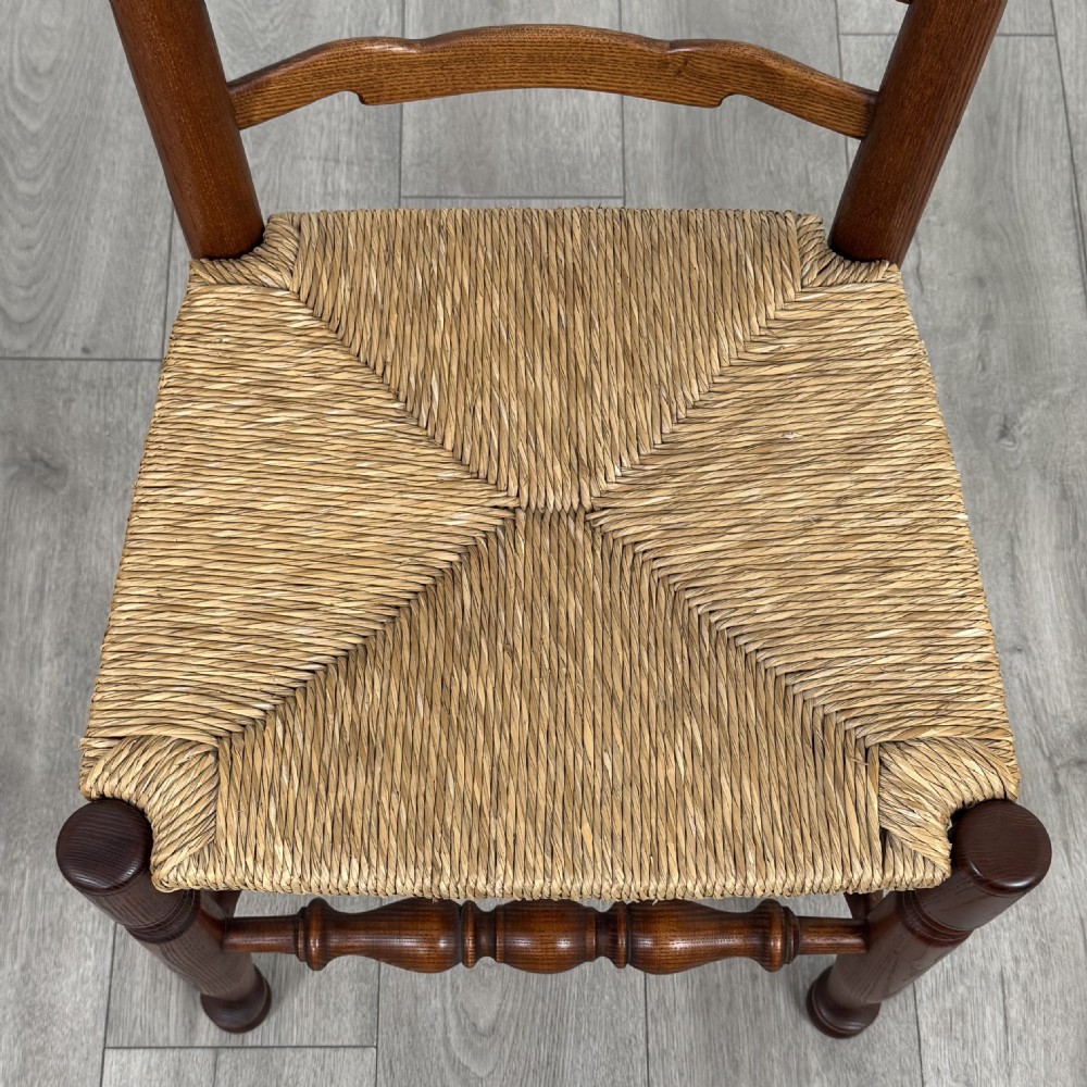 Antique 20th Century Set Of 6 Oak Ladder Back Dining Chairs  View VII