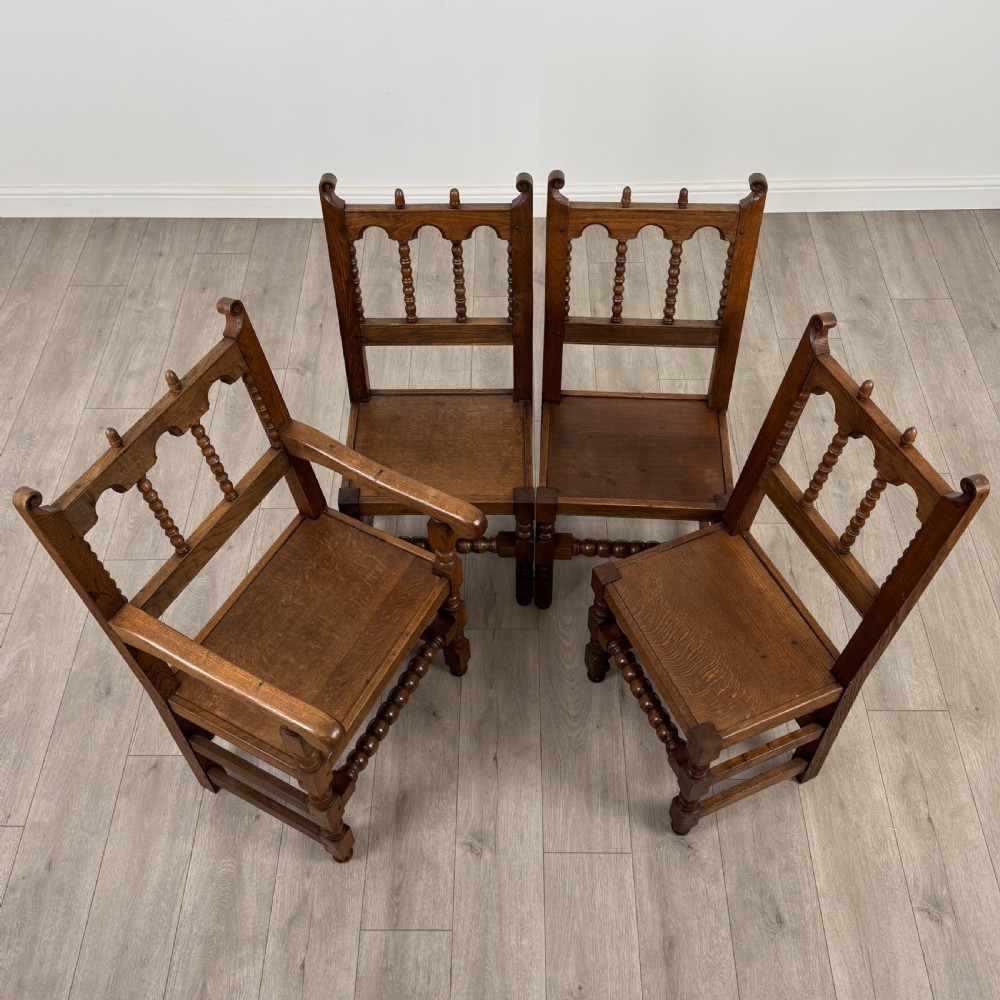  Antique 19th Century Set Of 8 Dining Chairs In Oak  View X