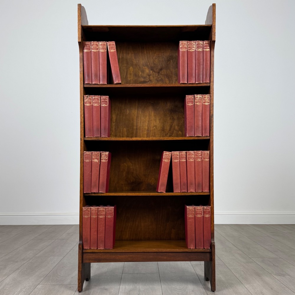 Antique 20th Century Golden Oak Open Bookcase 