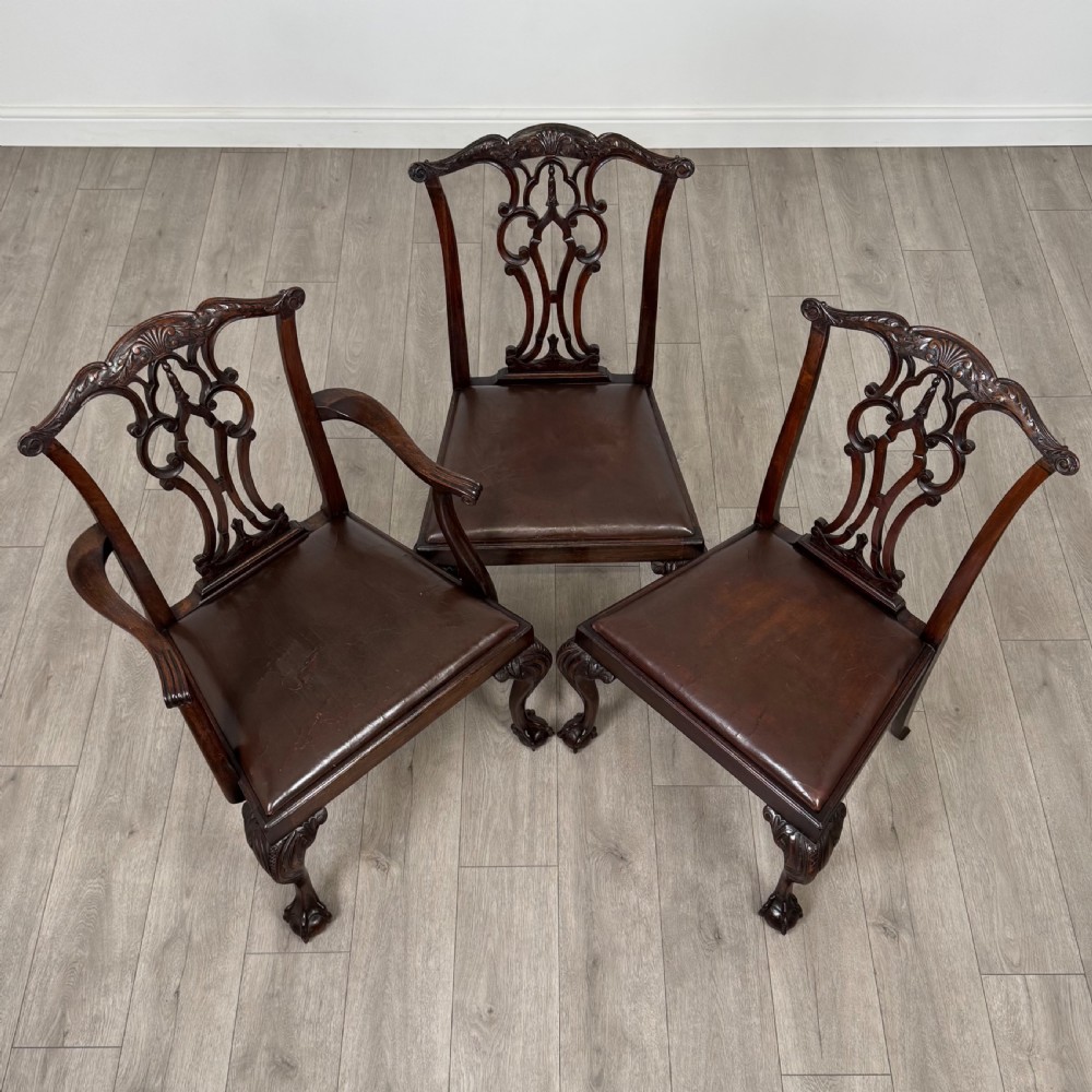 Antique 19th Century Set Of 6 Chippendale Style Dining Chairs  View X