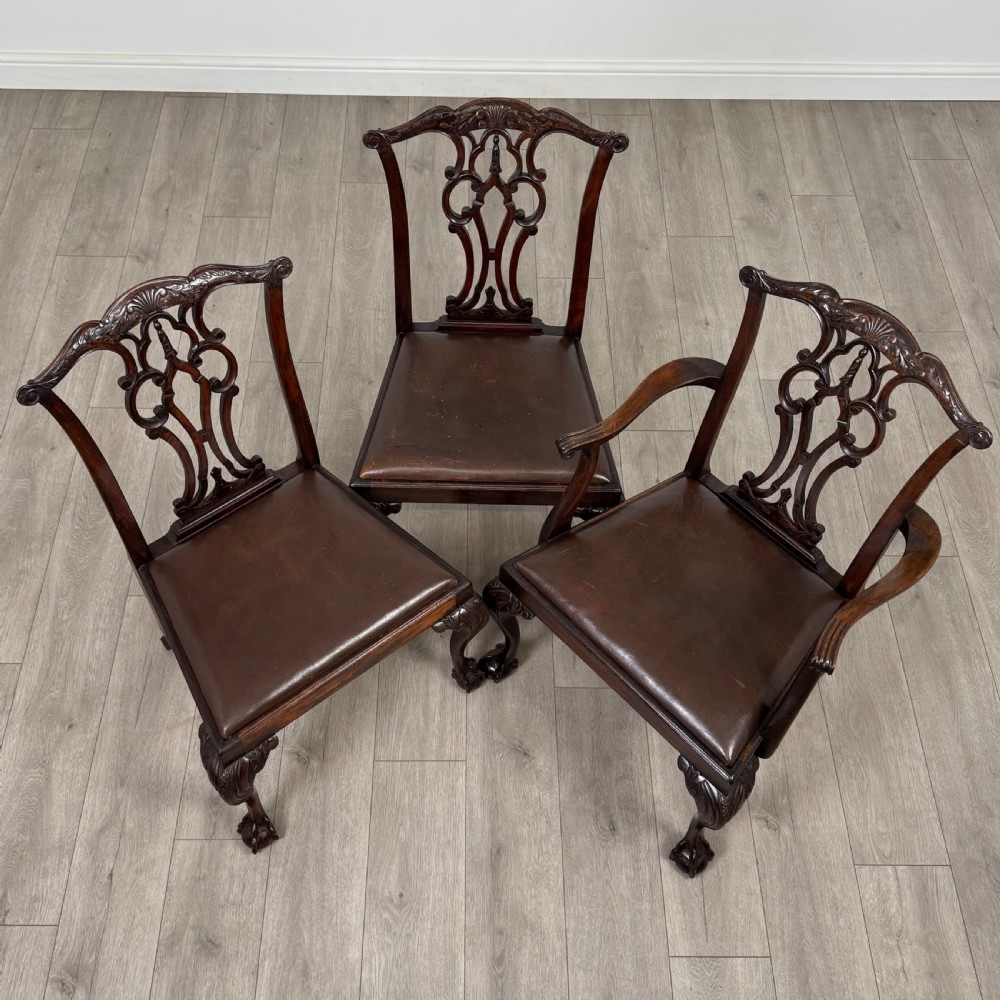 Antique 19th Century Set Of 6 Chippendale Style Dining Chairs  View XI