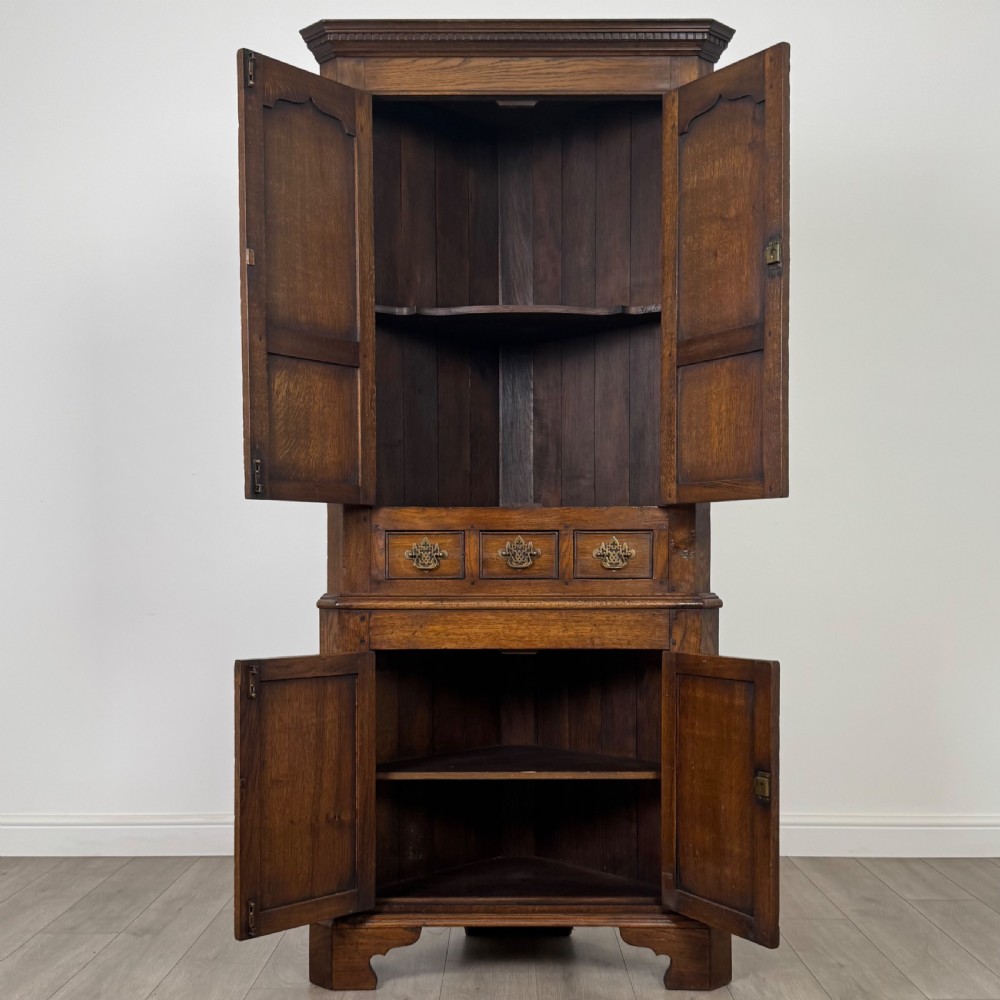 Antique 20th Century Fine Quality Corner Cabinet In Oak  View II