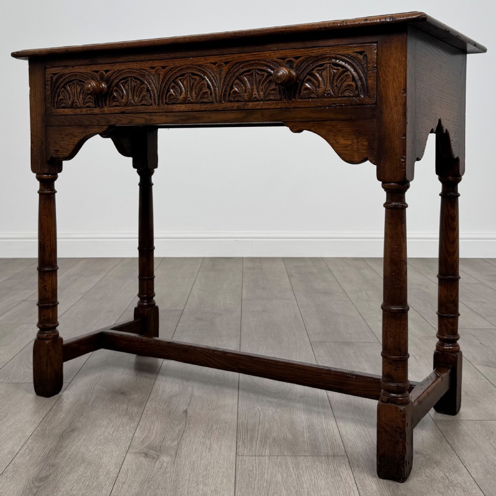 Antique 20th Century Good Quality Side Table In Oak  View II