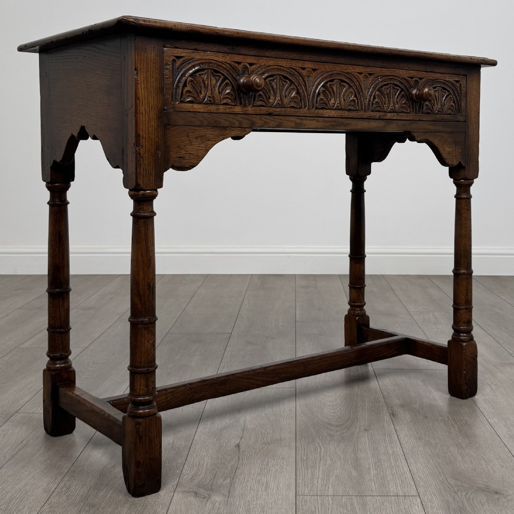 Antique 20th Century Good Quality Side Table In Oak  View VIII
