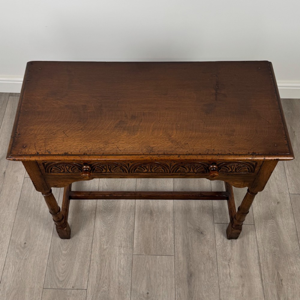 Antique 20th Century Good Quality Side Table In Oak  View IX