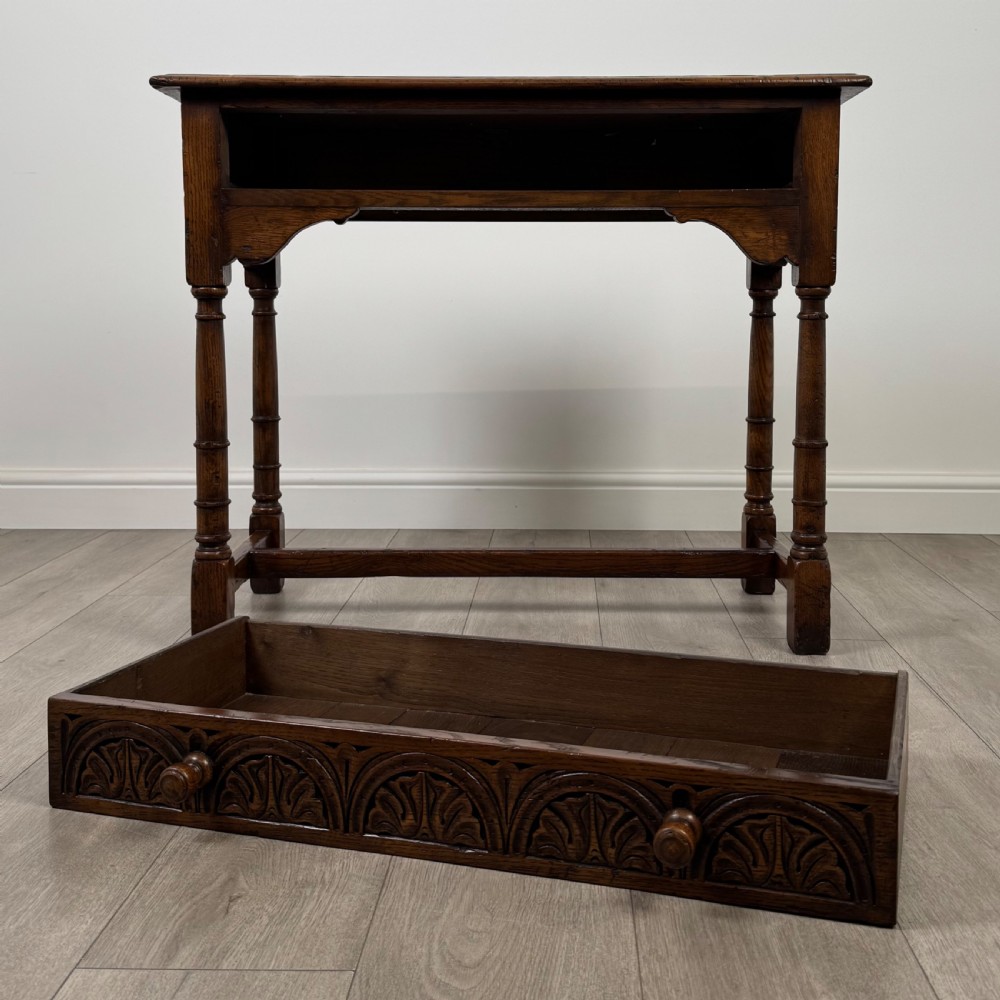 Antique 20th Century Good Quality Side Table In Oak  View X