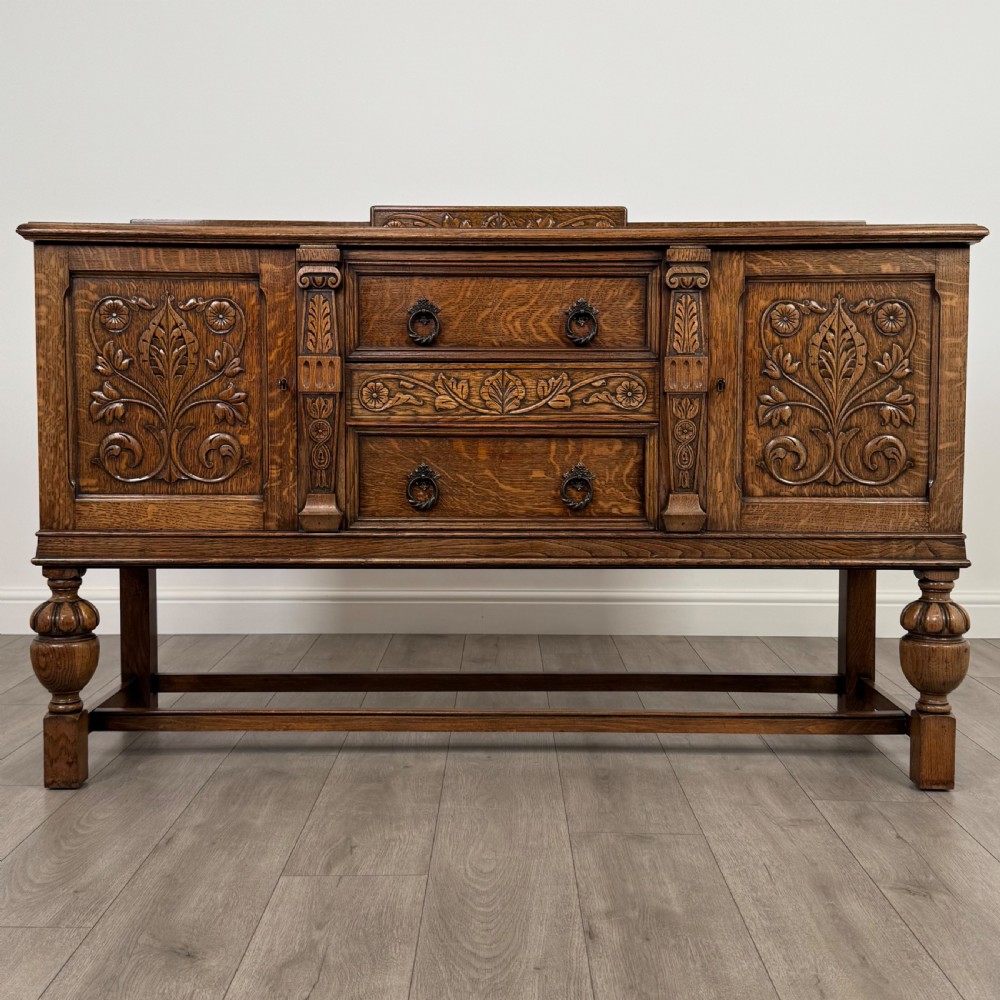 Antique 20th Century Fine Quality Carved Oak Sideboard