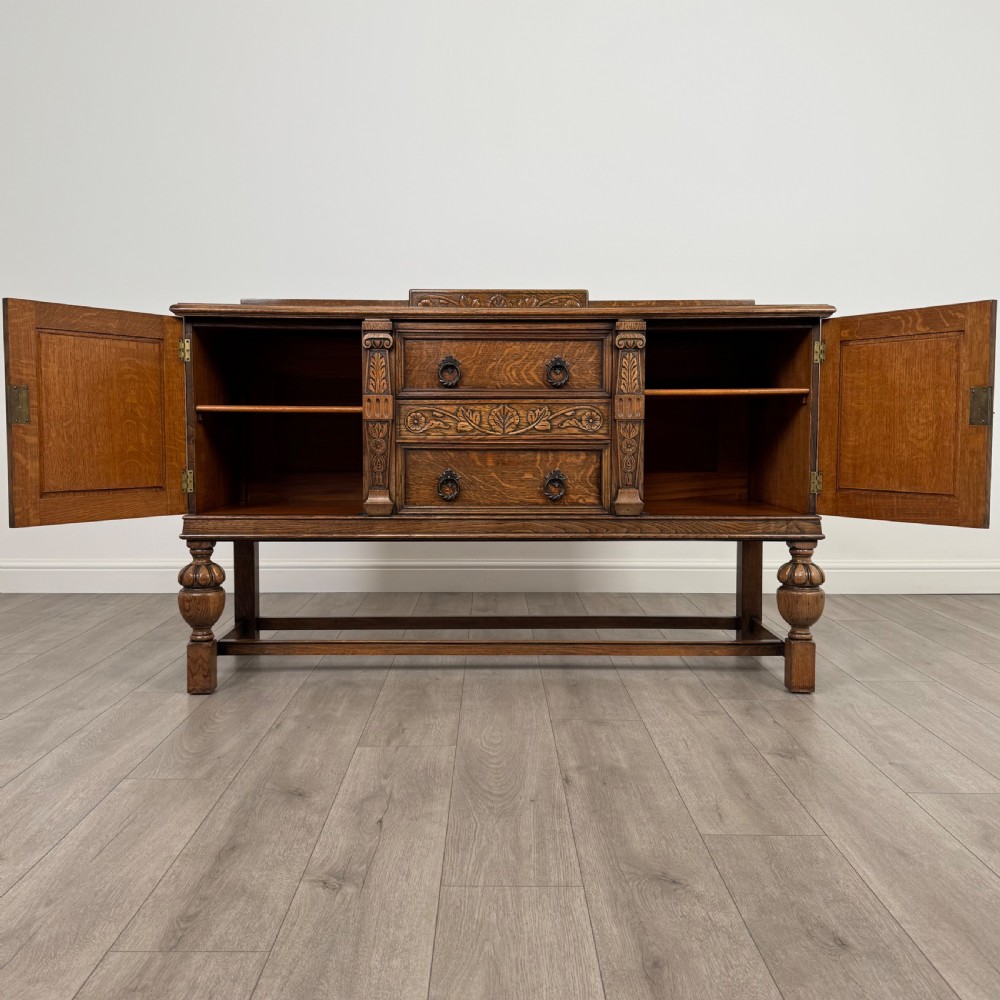 Antique 20th Century Fine Quality Carved Oak Sideboard View II