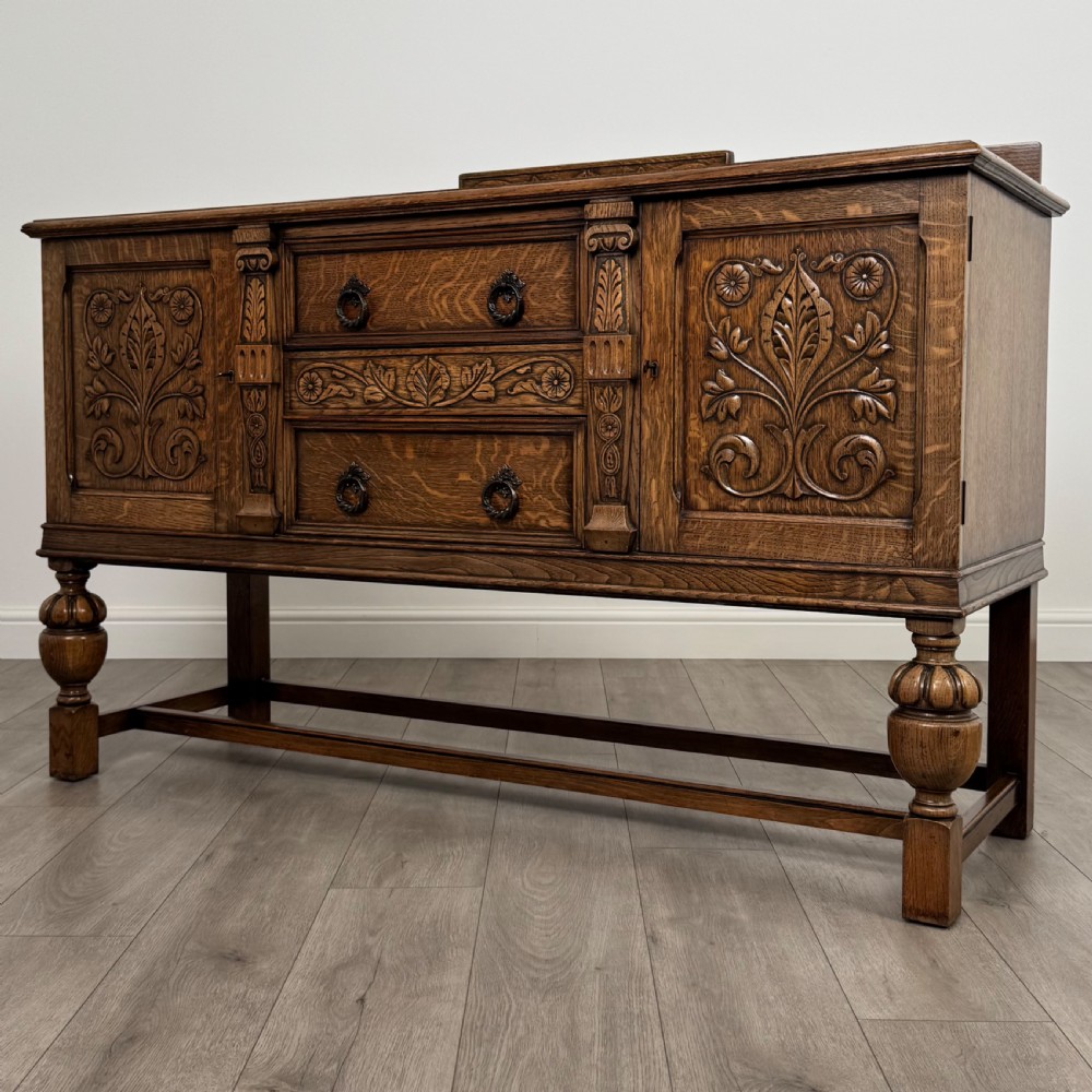 Antique 20th Century Fine Quality Carved Oak Sideboard View III