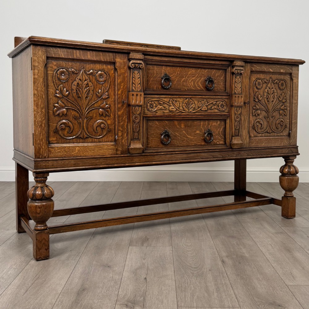 Antique 20th Century Fine Quality Carved Oak Sideboard View IX