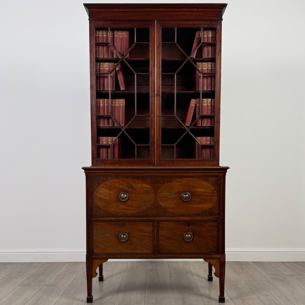 Antique 18th Century Small Secretaire Bookcase In Mahogany 