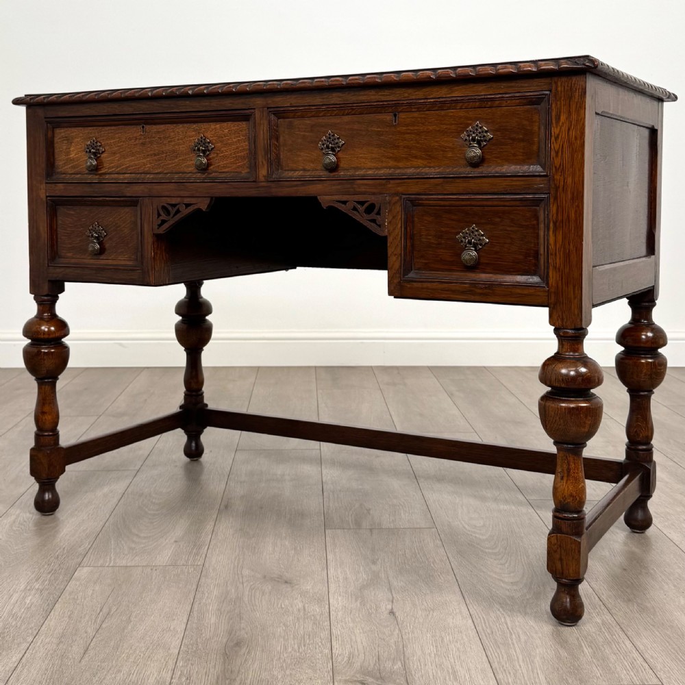Antique 20th Century Good Quality Desk In Oak View II