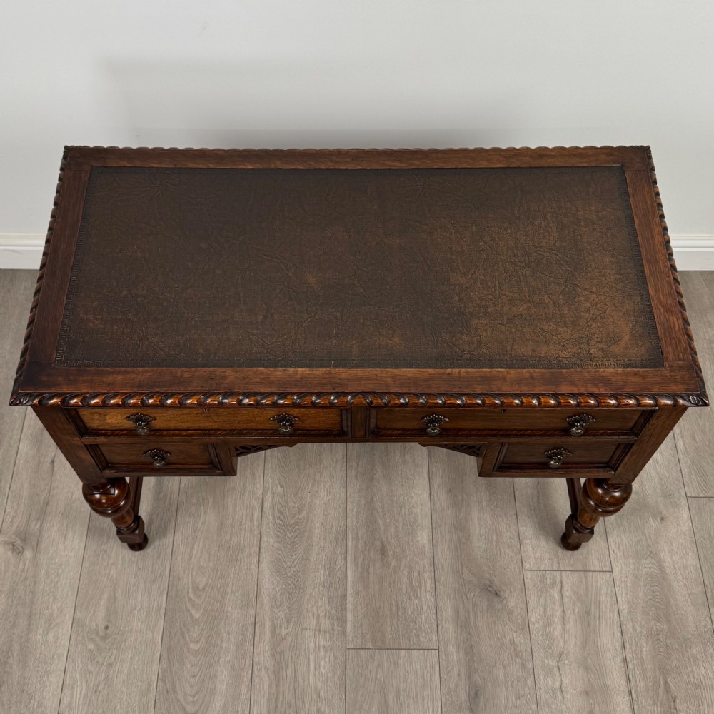 Antique 20th Century Good Quality Desk In Oak View IX