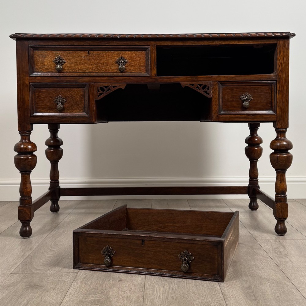 Antique 20th Century Good Quality Desk In Oak View X