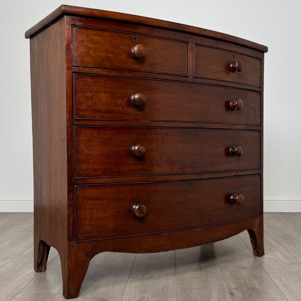 Antique 18th Century Bow Front Chest Of Drawers In Mahogany  View IX