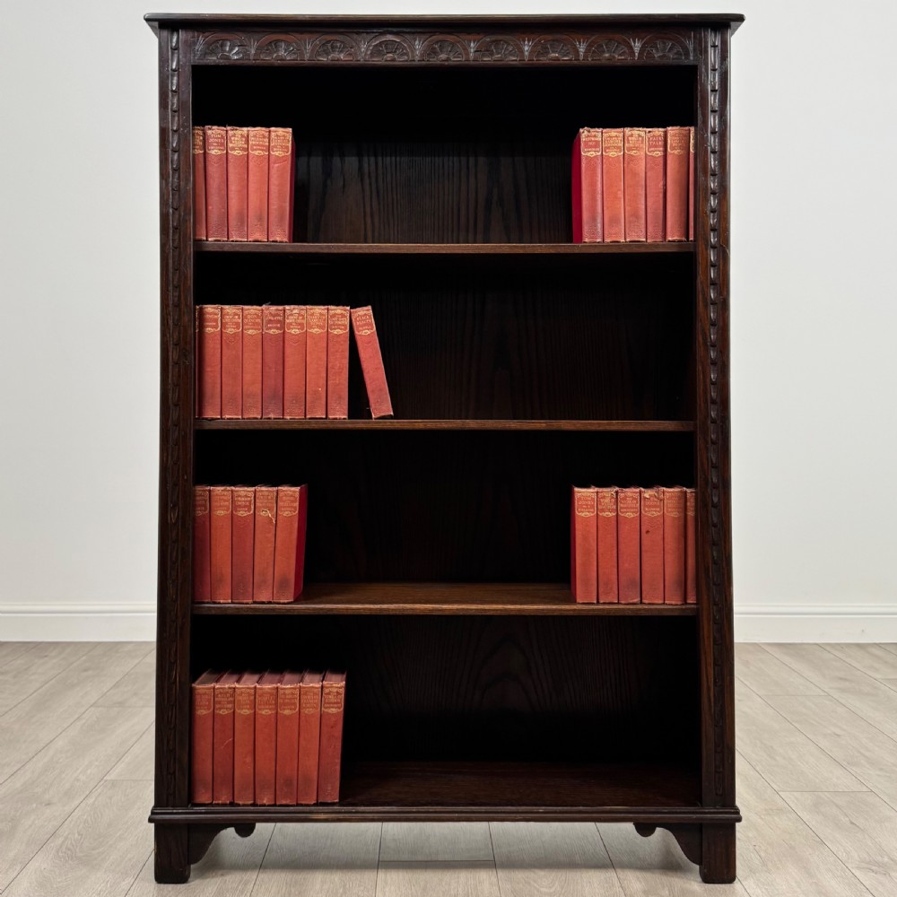 Antique 20th Century Open Bookcase In Oak 