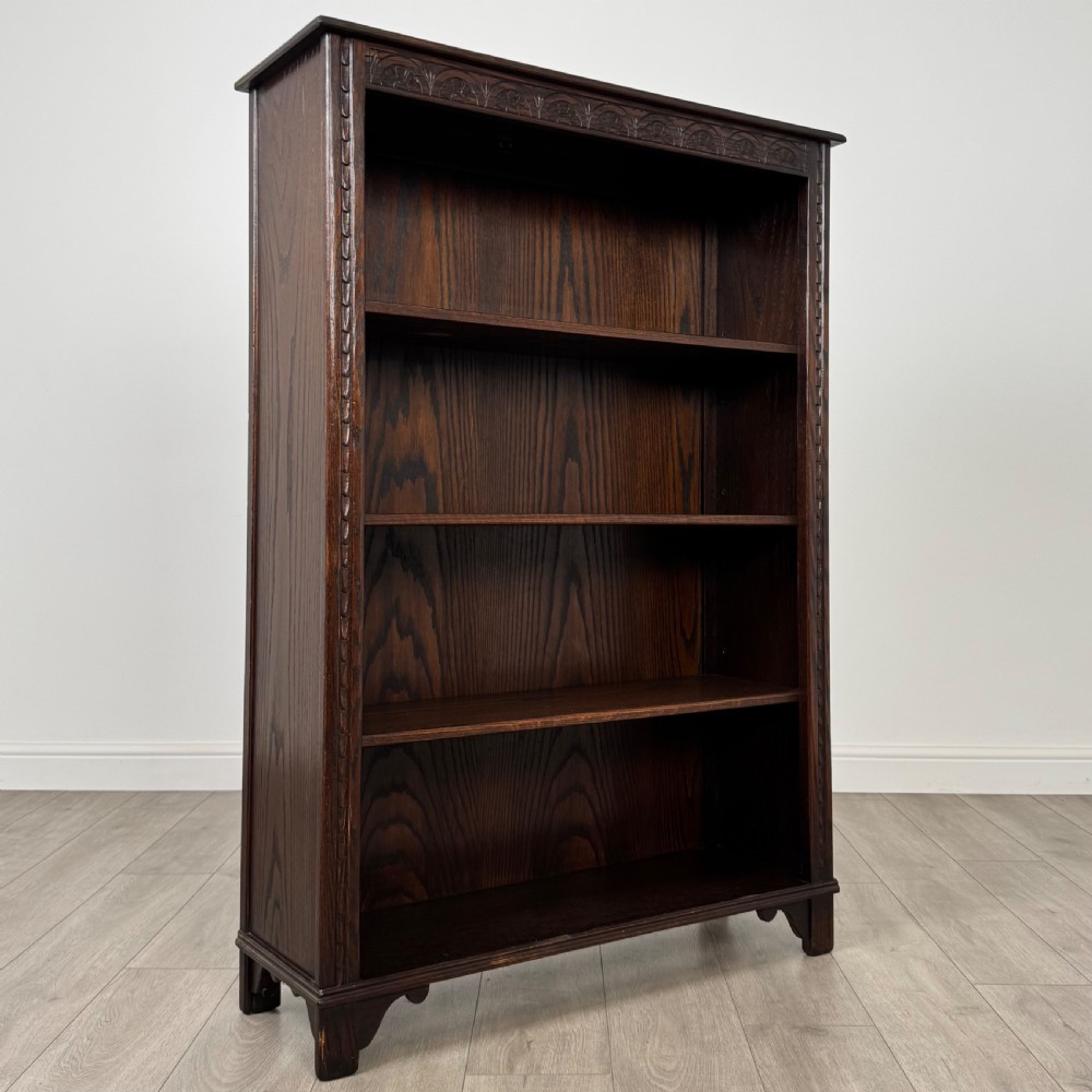 Antique 20th Century Open Bookcase In Oak  View IX