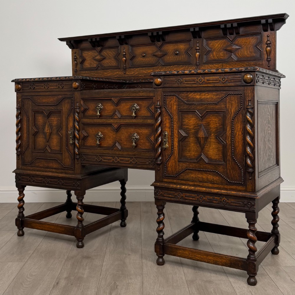  Antique 19th Century Jacobean Style Sideboard In Oak View III