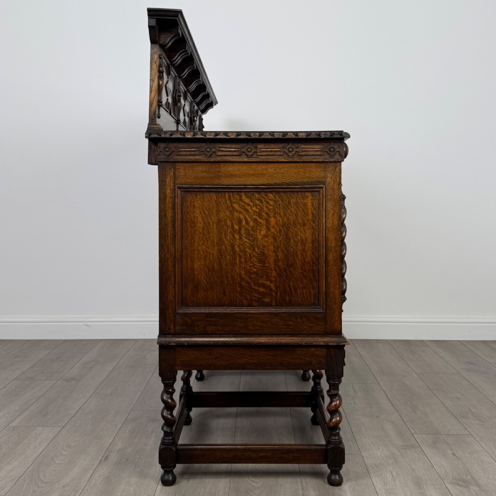  Antique 19th Century Jacobean Style Sideboard In Oak View IX