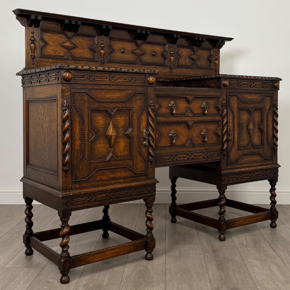  Antique 19th Century Jacobean Style Sideboard In Oak View X