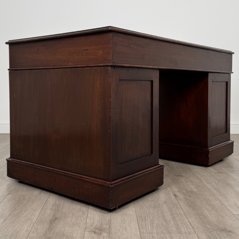 Antique 19th Century Good Quality Pedestal Desk In Mahogany  View IV