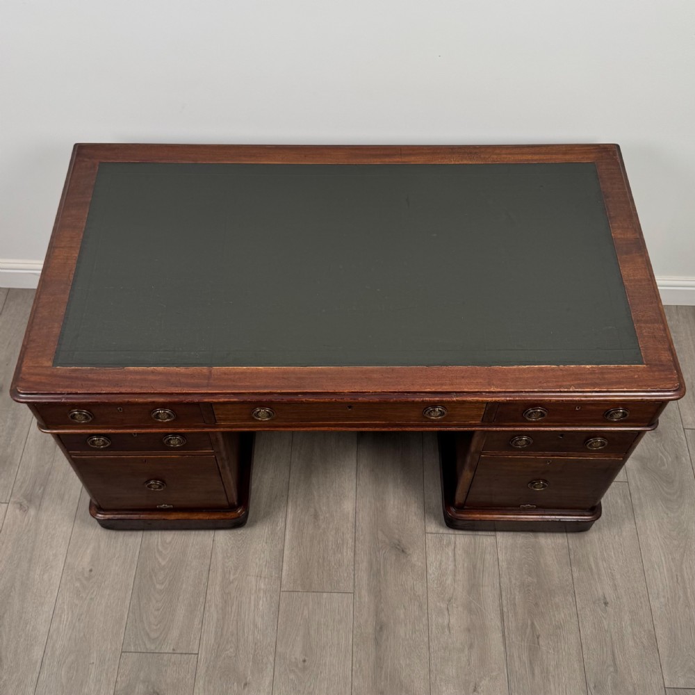 Antique 19th Century Good Quality Pedestal Desk In Mahogany  View IX