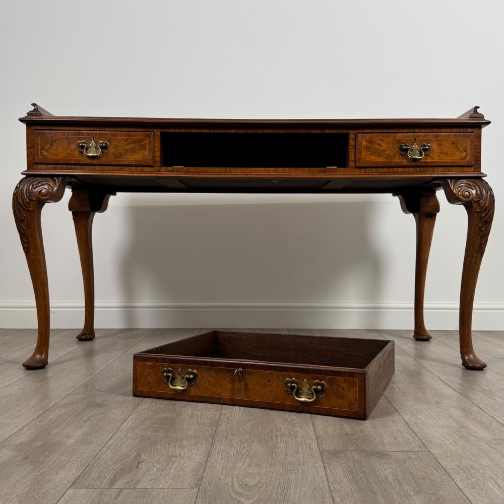 Antique 19th Century Fine Quality Writing Table In Burr Walnut  View X