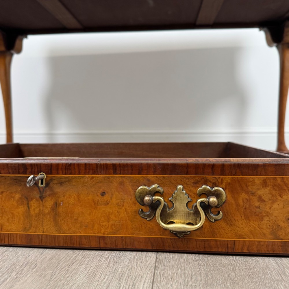 Antique 19th Century Fine Quality Writing Table In Burr Walnut  View XI
