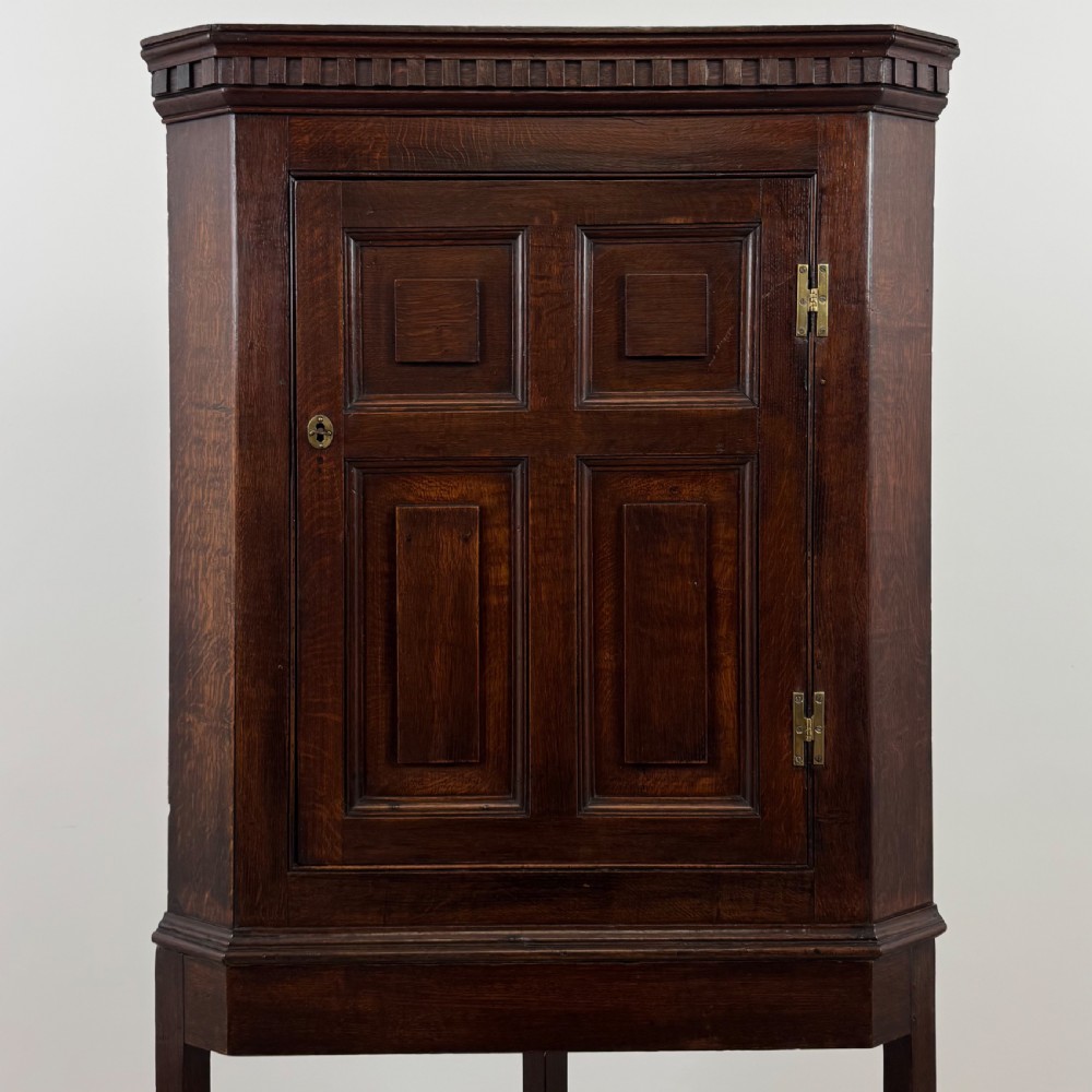 Antique 18th Century Good Quality Corner Cabinet In Oak  View IV