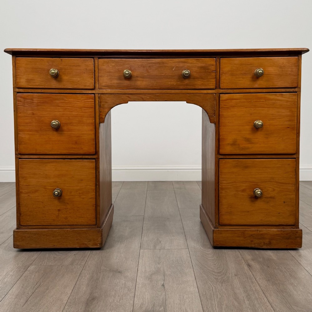 Antique 19th Century Good Quality Pine Kneehole Desk 