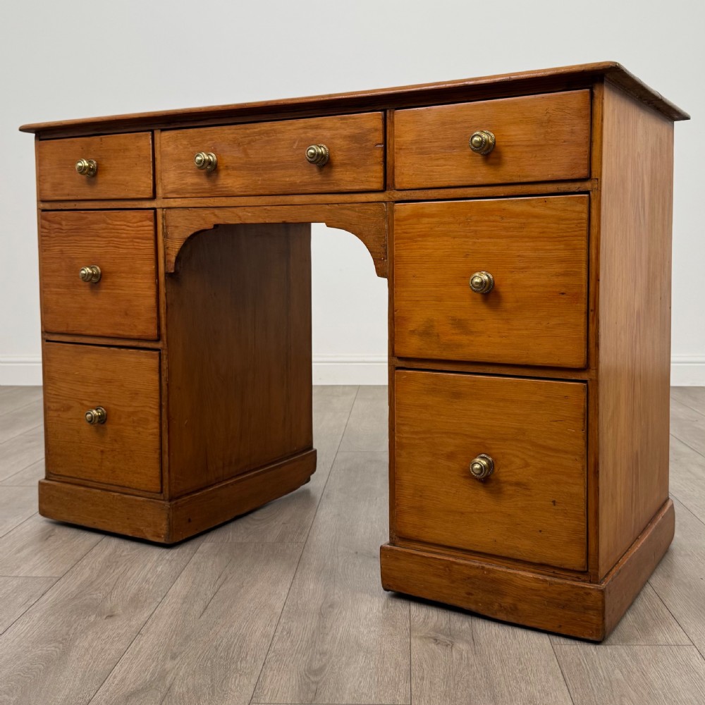 Antique 19th Century Good Quality Pine Kneehole Desk  View III